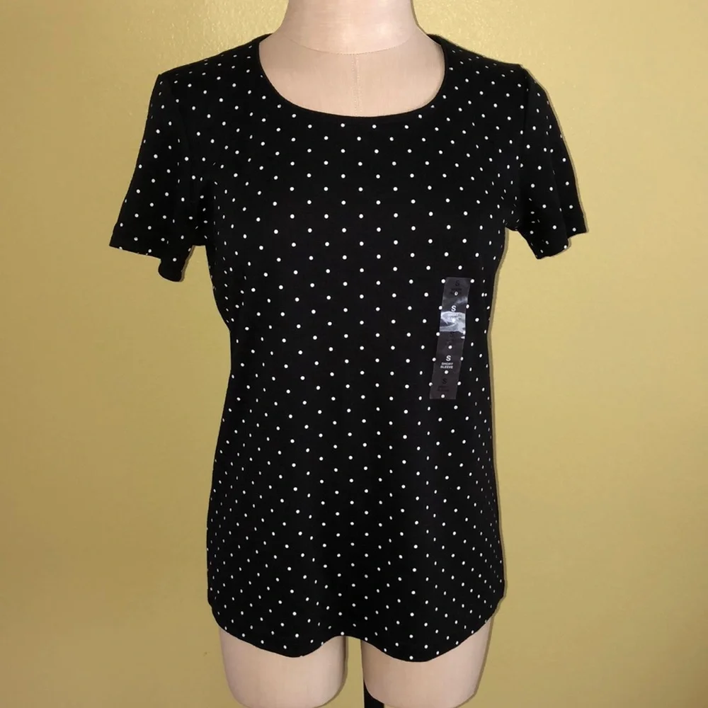 🔥NWT🔥 Karen Scott Women’s Short Sleeve Dot Print T-Shirt - Picture 1 of 5